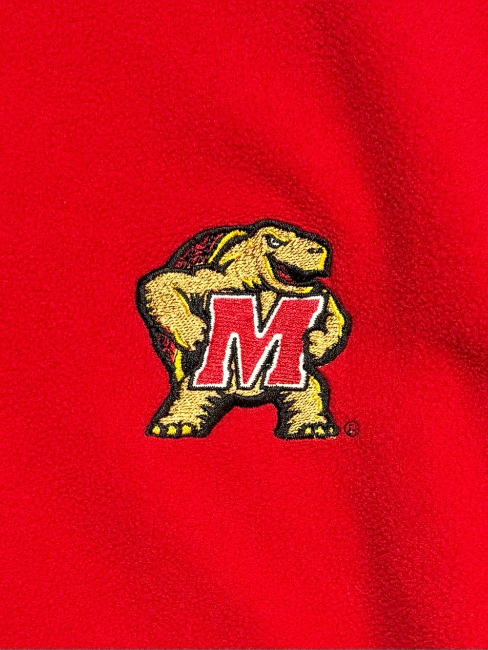 NCAA Maryland Terrapin’s Red Quarter-Zip Fleece Pullover with Embroidered Logo - Picture 3 of 4
